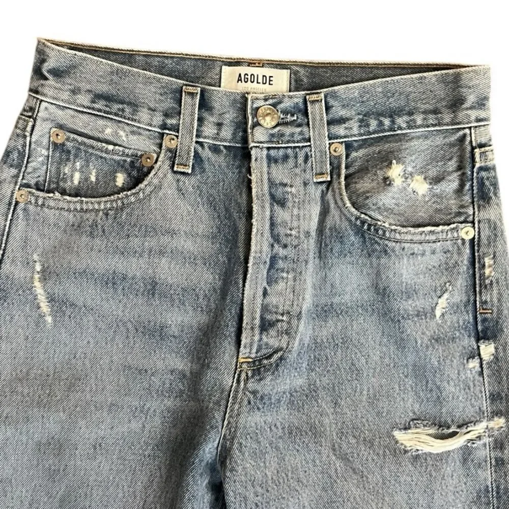 Agolde Classic Blue Denim with Silver Button - Picture 7 of 7